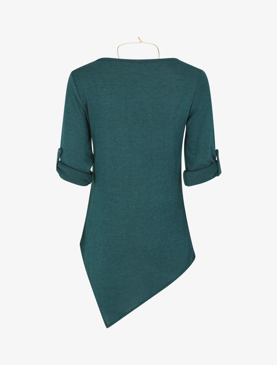 Pull droit asymétrique - Bleu canard - 2