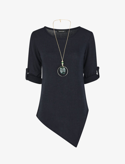 Pull droit asymétrique - Marine - 4