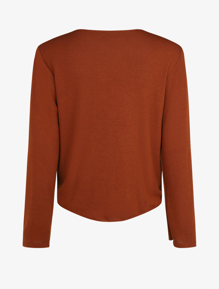 Pull fin à noeud coupe droite - Marron - 2