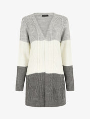 Gilet long à rayures - Gris - 1