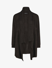 Gilet mi-long col châle - Noir - 1