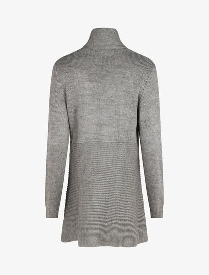 Gilet mi-long col châle - Gris - 2