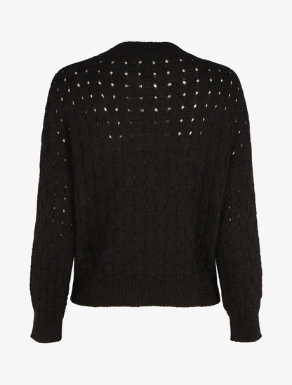 Pull droit maille fantaisie - Noir - 2