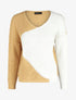 Pull droit bicolore - Beige/blanc - 1