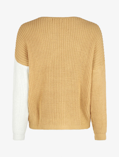 Pull droit bicolore - Beige/blanc - 2