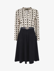 Robe bicolore imprimé graphique - Noir - 1