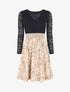 Robe à imprimé graphique et dentelle - Beige - 1