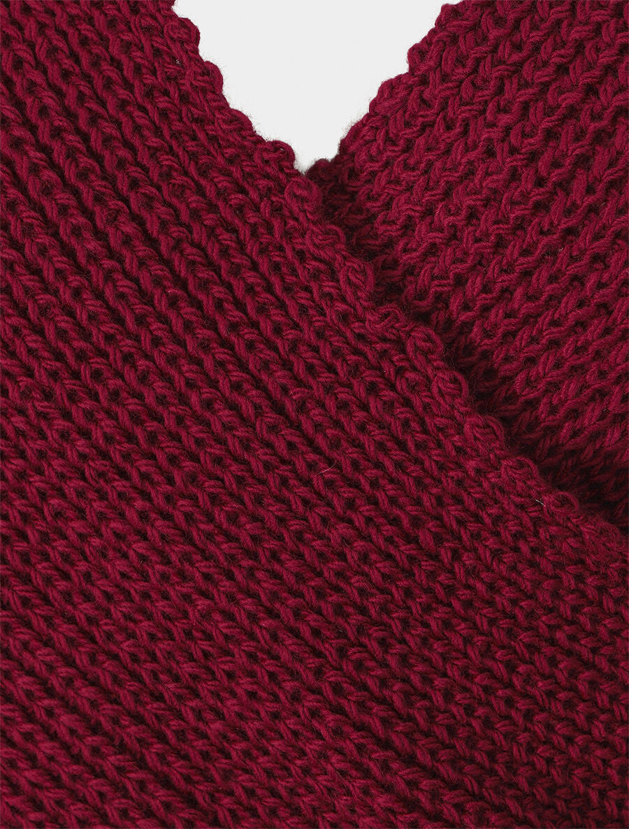 Pull croisé manches longues - Prune - 3