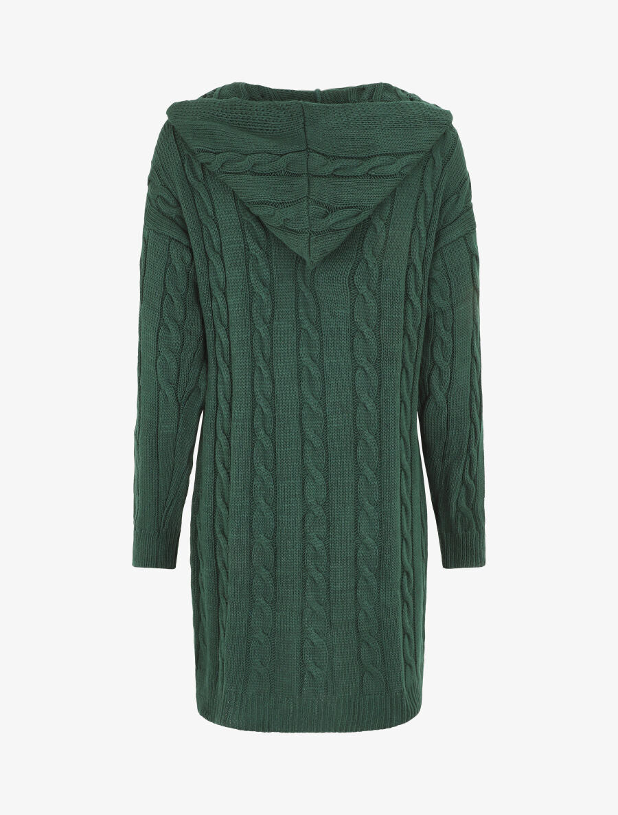 Gilet long à capuche - Vert foncé - 2