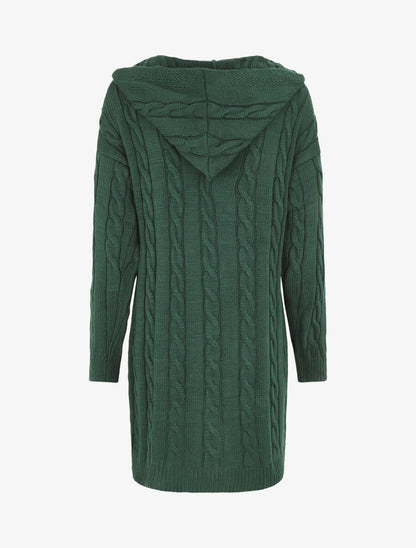 Gilet long à capuche - Vert foncé - 2