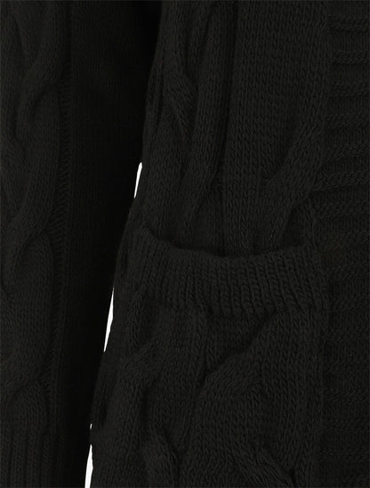 Gilet long effet tressé - Noir - 3