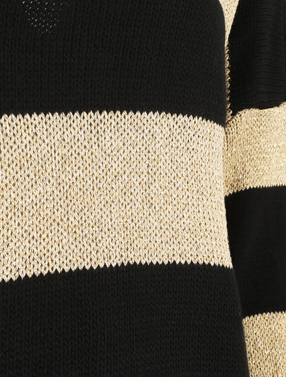 Pull oversize rayé et irisé - Noir - 3