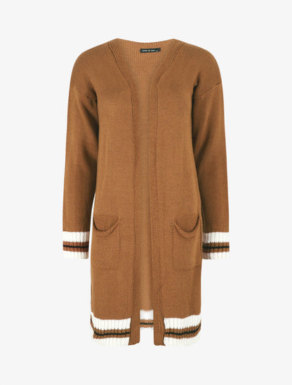 Gilet long coupe droite - Camel - 1