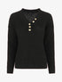 Pull droit uni col V boutonné - Noir - 4