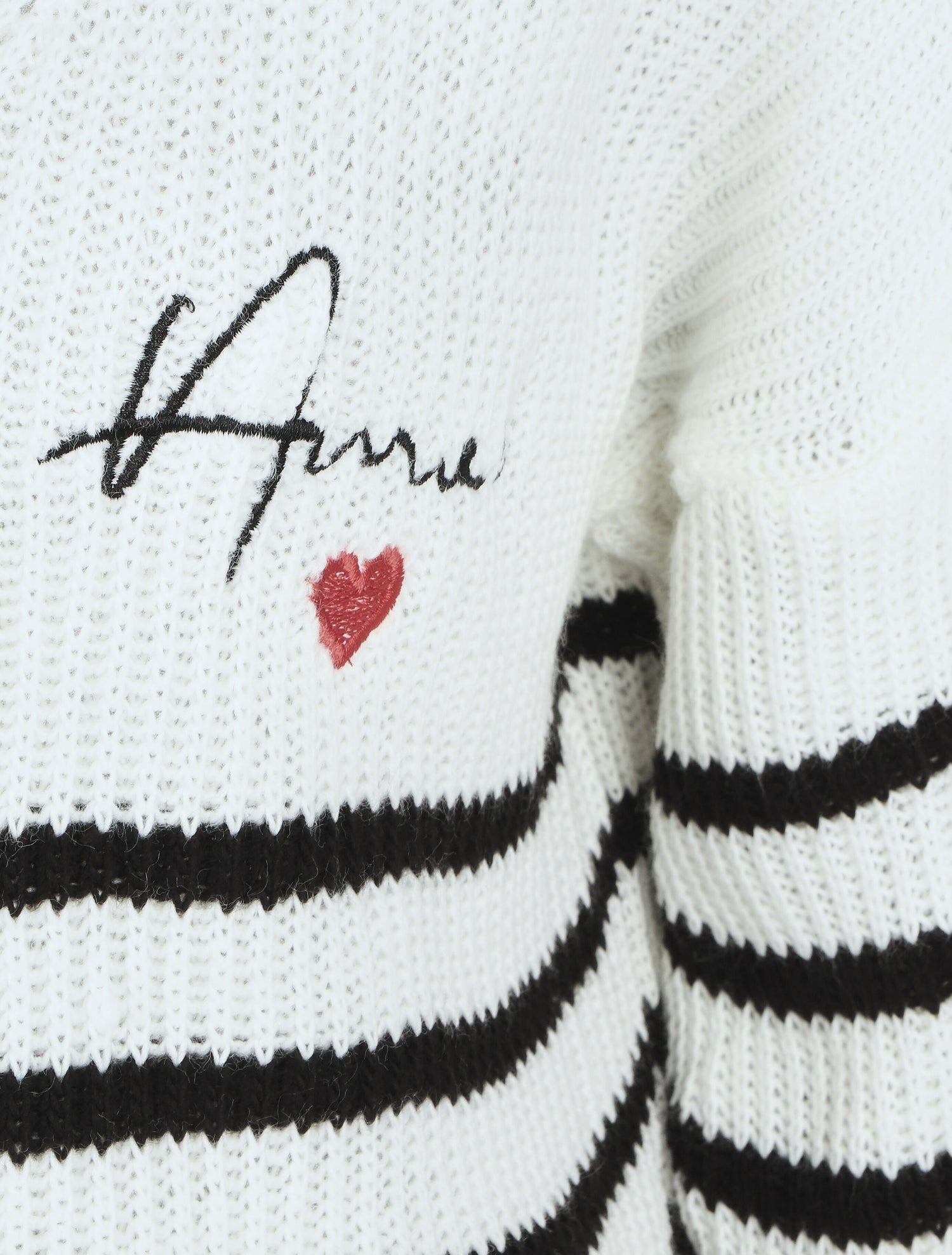 Pull marinière droit motif coeur - Noir - 3