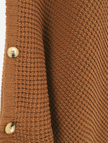 Poncho uni col roulé - Camel - 3