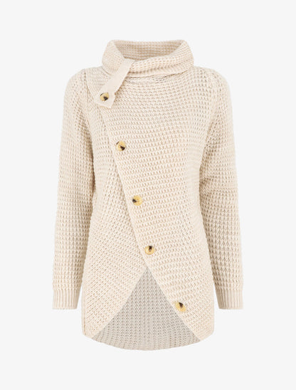 Pull ample croisé à col roulé - Beige - 4