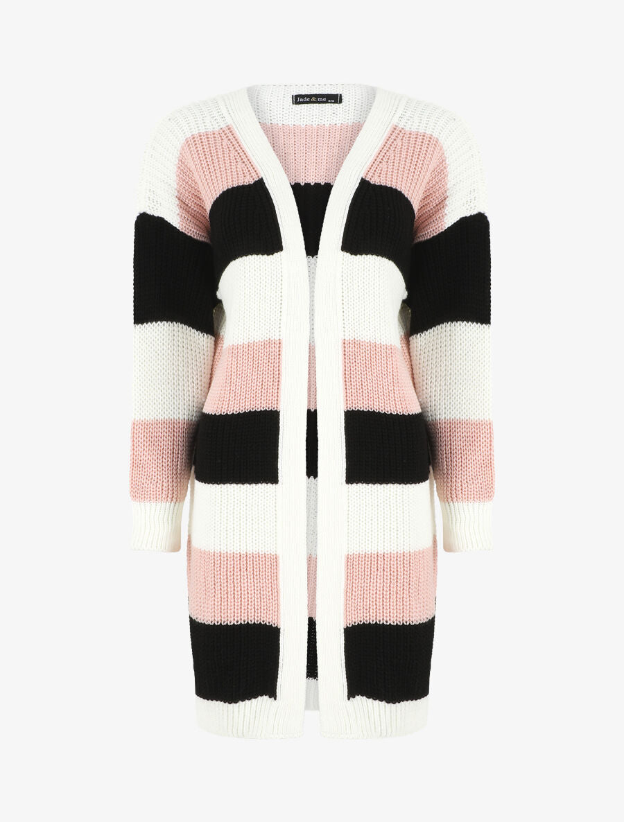 Gilet long rayé - Rose - 4