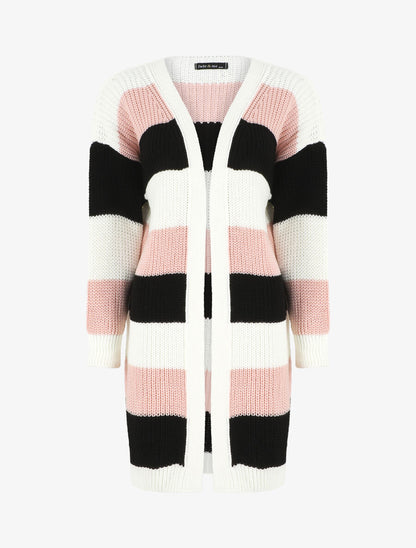 Gilet long rayé - Rose - 4