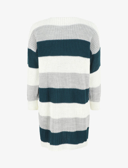 Gilet long rayé - Bleu - 2