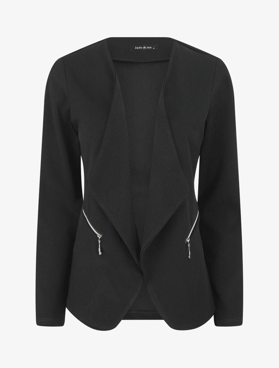Blazer uni à poches zippées - Noir - 4