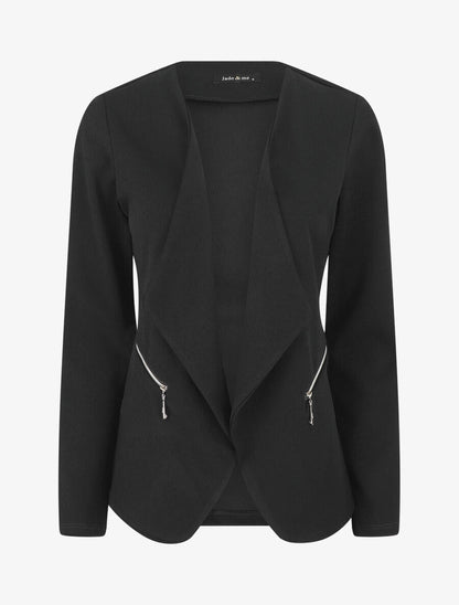 Blazer uni à poches zippées - Noir - 4