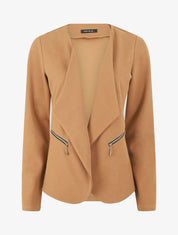 Blazer uni à poches zippées - Camel - 1