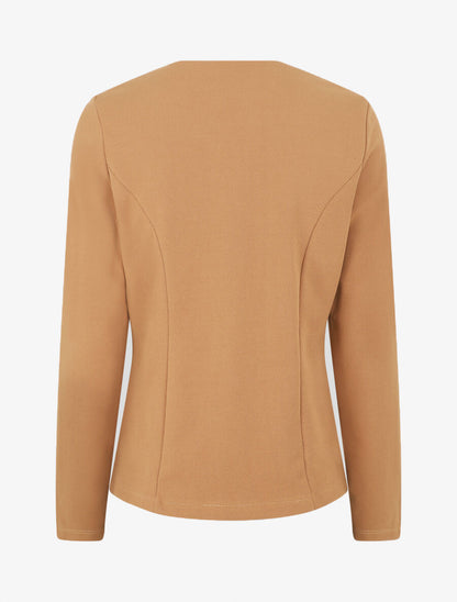 Blazer uni à poches zippées - Camel - 2