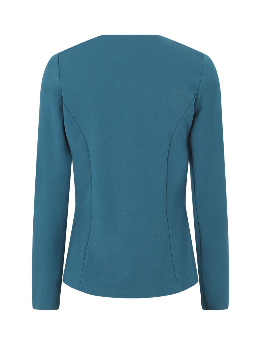 Blazer uni à poches zippées - Bleu canard - 2