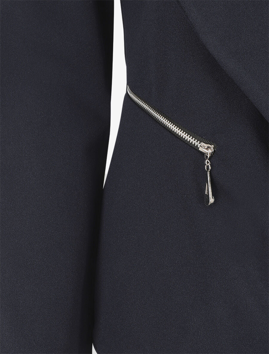 Blazer uni à poches zippées - Marine - 3