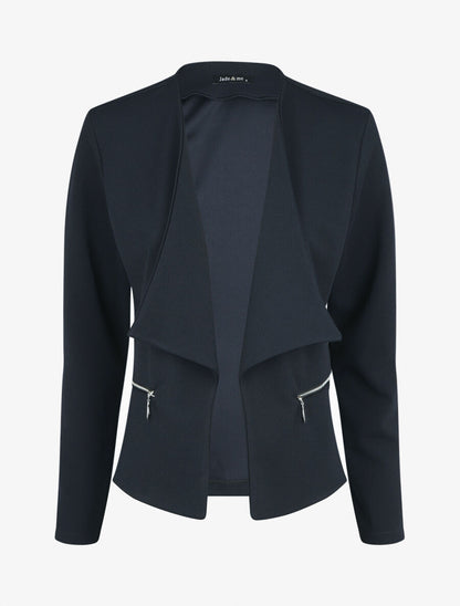 Veste droite uni poches zippées - Marine - 4