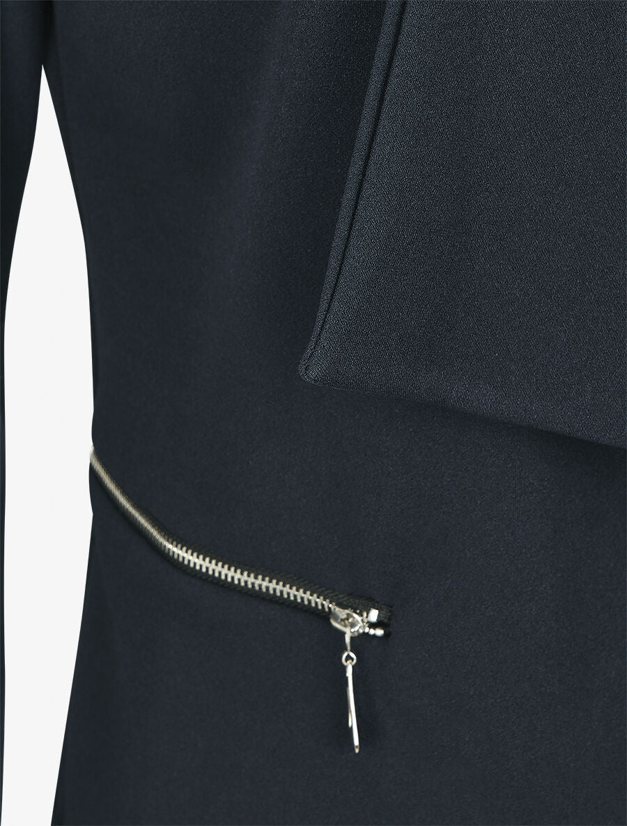 Veste droite uni poches zippées - Marine - 3
