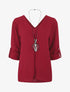 Blouse uni à dos ajouré - Bordeaux - 4