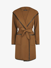 Veste longue à capuche coupe droite - Marron - 1