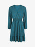 Robe évasée motif feuilles pailletées - Bleu canard - 1