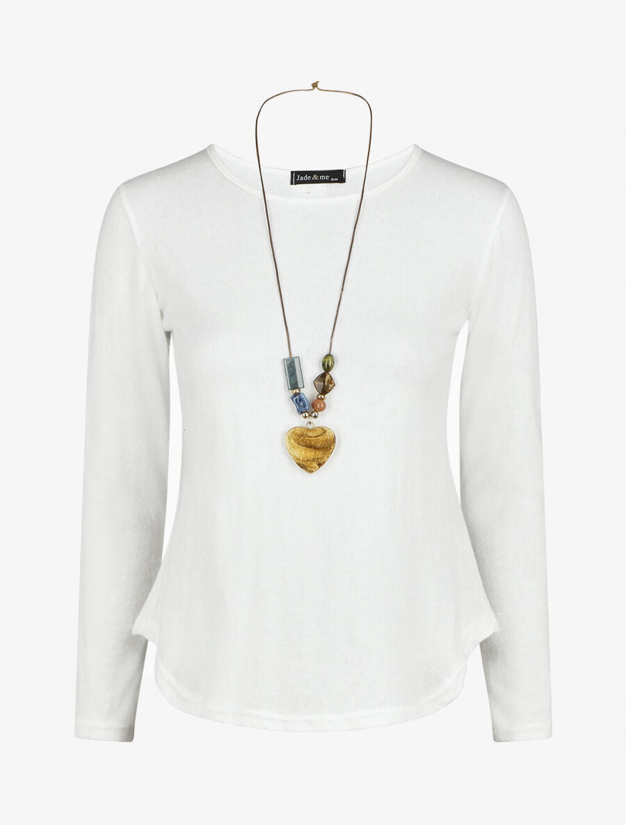 Pull droit dos boutonné - Blanc - 1