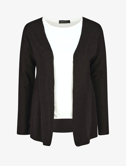 Ensemble gilet et t-shirt bicolore - Noir - 1