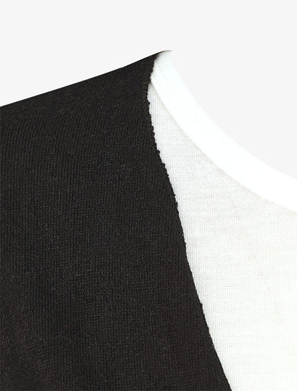 Ensemble gilet et t-shirt bicolore - Noir - 3