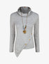 Pull fin asymétrique à col roulé - Gris - 1