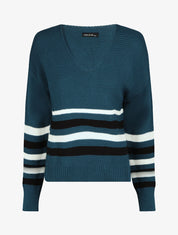 Pull droit rayé - Bleu canard - 6