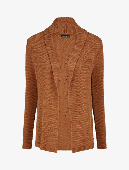 Gilet mi-long uni - Camel - 1