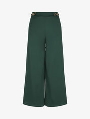 Pantalon ample taille haute à boucles - Vert foncé - 4