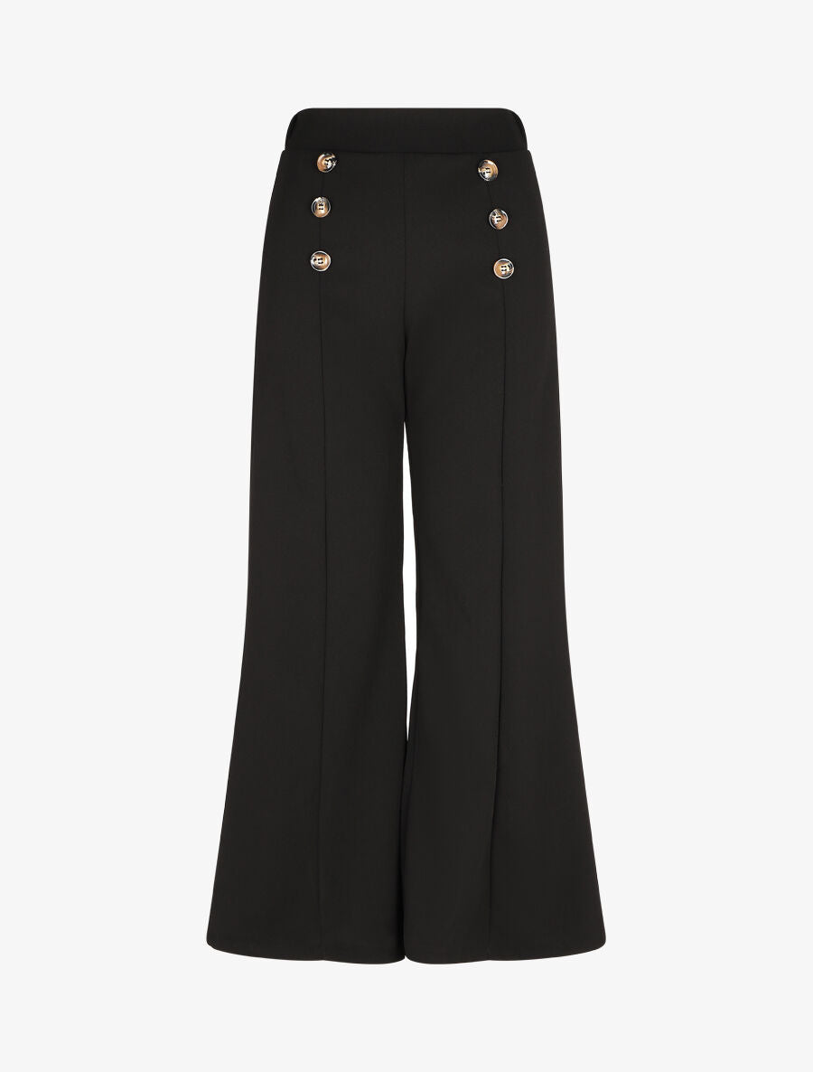 Pantalon à pont ample taille haute - Noir - 4