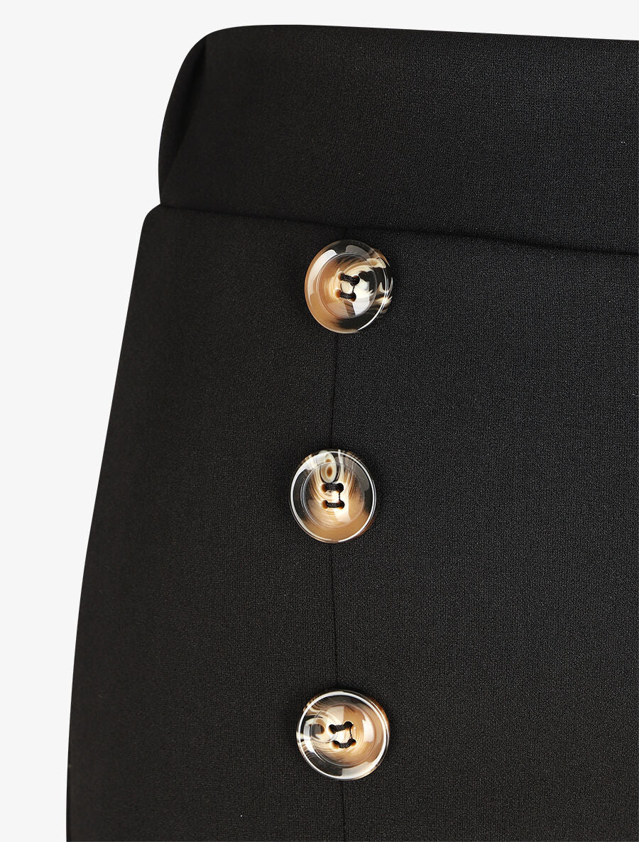 Pantalon à pont ample taille haute - Noir - 3