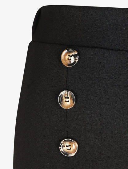 Pantalon à pont ample taille haute - Noir - 3