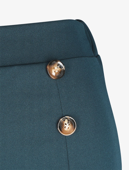 Pantalon à pont ample taille haute - Bleu canard - 3