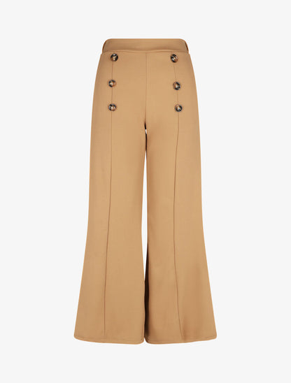 Pantalon à pont ample taille haute - Camel - 1
