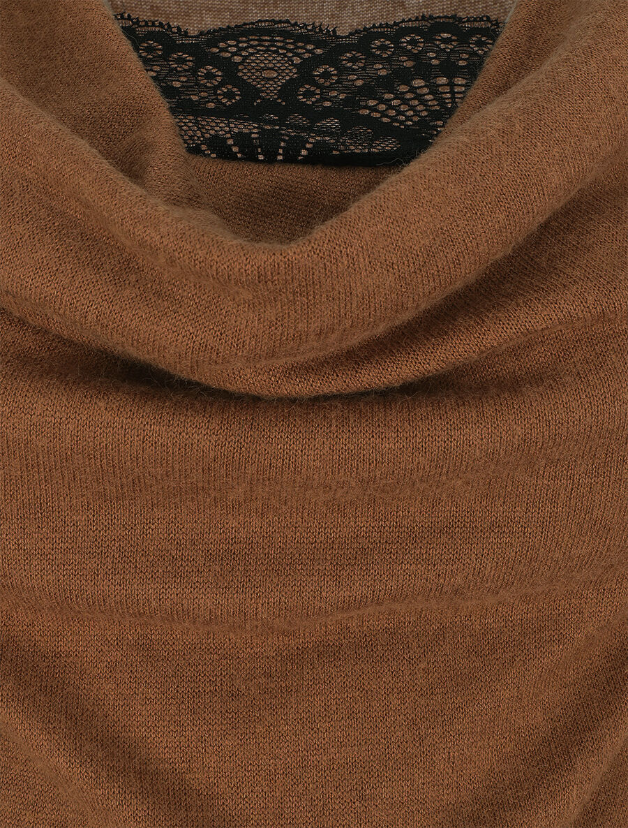 Pull ajusté manche longues col bénitier - Camel - 3