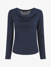 Pull ajusté manche longues col bénitier - Marine - 1