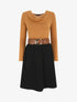 Robe courte évasée col bénitier et manches longues - Camel - 6